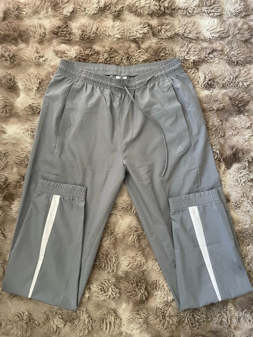 adidas Gray Jogger Track Pants with White Stripes